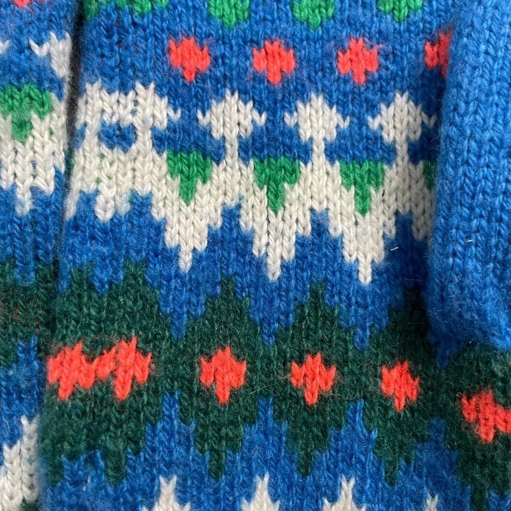 Crewcuts Cozy Knit Kids Mittens - Blue and White size L (12-14)